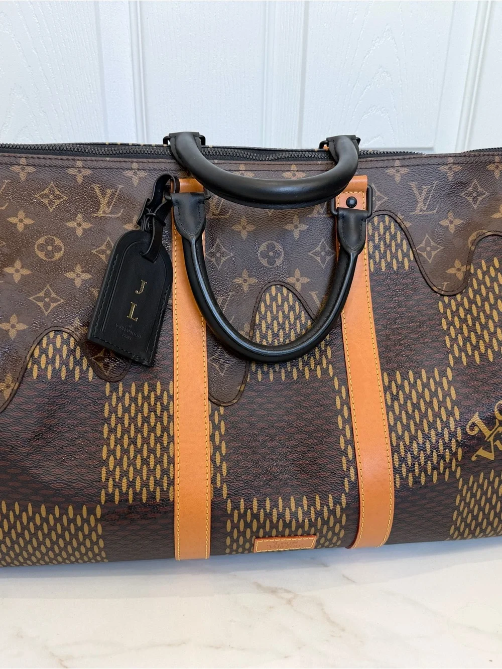 Louis Vuitton Keepall Bandouliere 50 Nigo Brown Damier Ebene Weekend Travel Bag